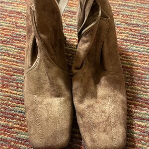 Y2K predictions brown faux suede ankle boots